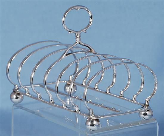 A Victorian silver seven bar toast rack, by Richard Sibley II, Length 170mm, weight 8.9oz/277grms